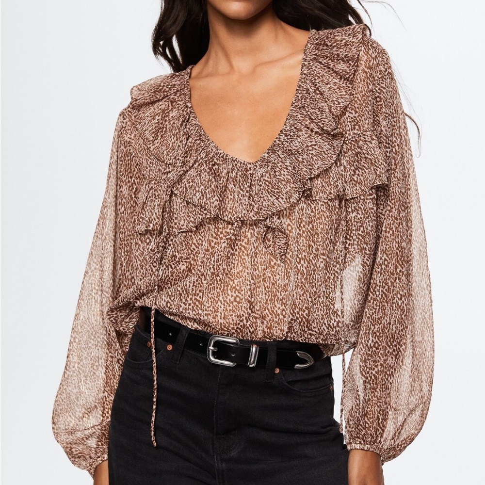 Brown Ruffle Blouse